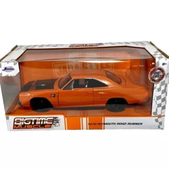 Jada Big Time Muscle 1970 Plymouth Road Runner Orange & Black 1:24 Die-cast NIP - Picture 1 of 15